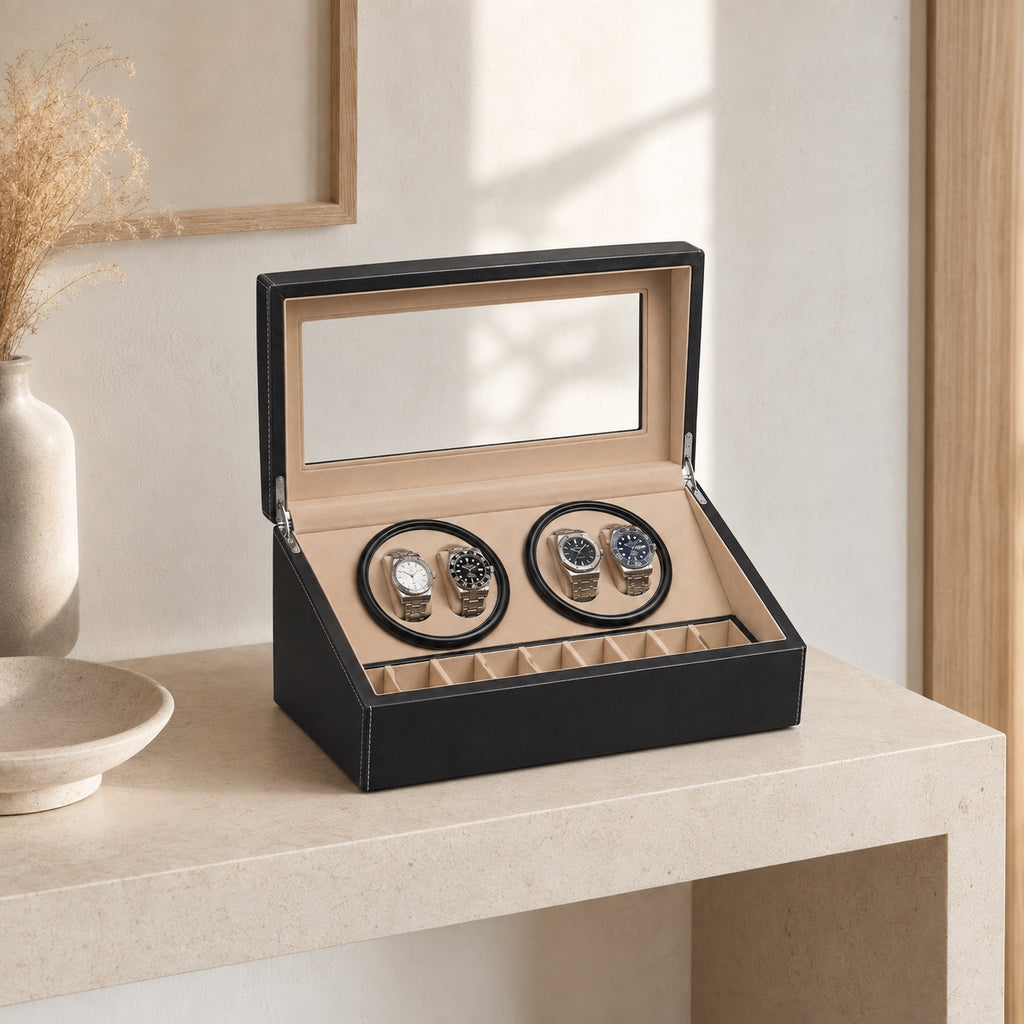 Vue de dessus du coffret Régence avec ses six loges de rangement