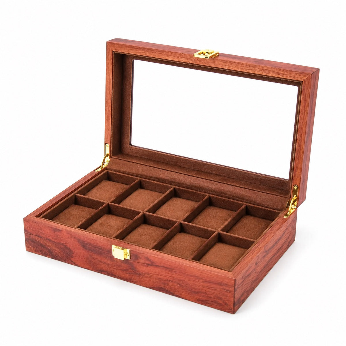 Écrin Noyer 10 montres fermé